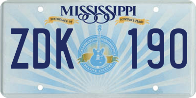 MS license plate ZDK190