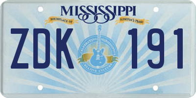 MS license plate ZDK191