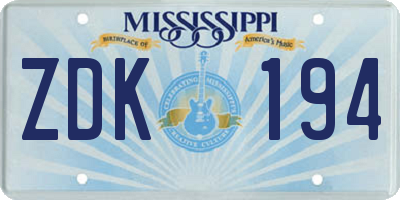MS license plate ZDK194