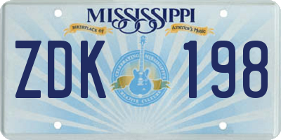 MS license plate ZDK198