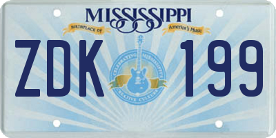 MS license plate ZDK199
