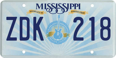 MS license plate ZDK218