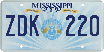 MS license plate ZDK220