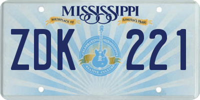 MS license plate ZDK221