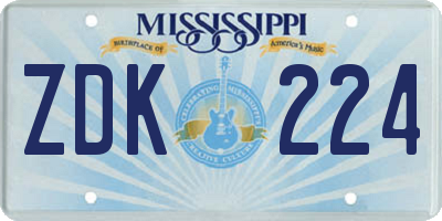 MS license plate ZDK224