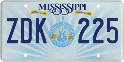 MS license plate ZDK225