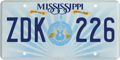 MS license plate ZDK226