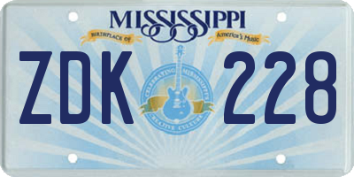 MS license plate ZDK228