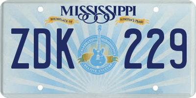 MS license plate ZDK229