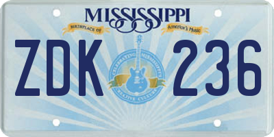 MS license plate ZDK236