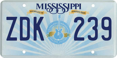 MS license plate ZDK239
