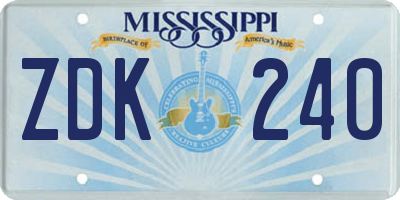 MS license plate ZDK240