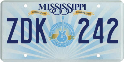 MS license plate ZDK242