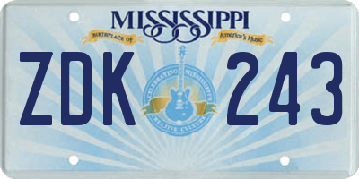 MS license plate ZDK243