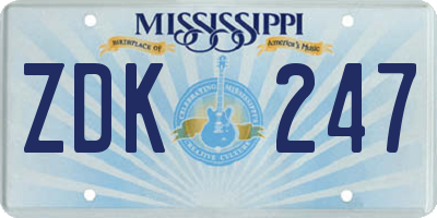 MS license plate ZDK247
