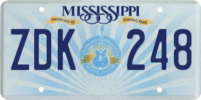 MS license plate ZDK248