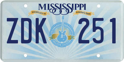 MS license plate ZDK251