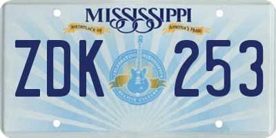 MS license plate ZDK253