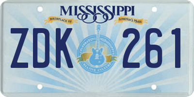 MS license plate ZDK261