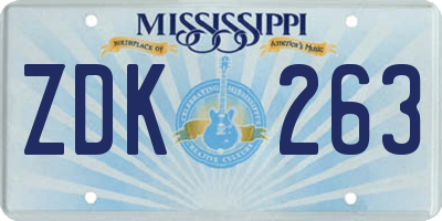 MS license plate ZDK263