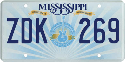 MS license plate ZDK269