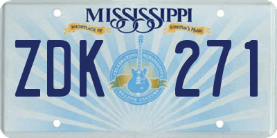 MS license plate ZDK271