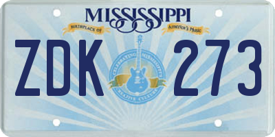 MS license plate ZDK273