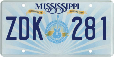 MS license plate ZDK281