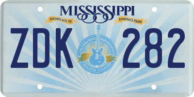 MS license plate ZDK282