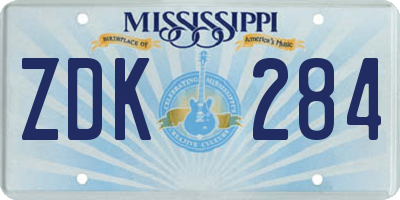 MS license plate ZDK284