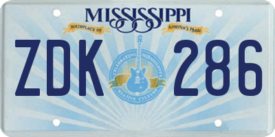 MS license plate ZDK286
