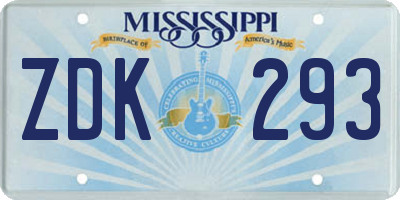 MS license plate ZDK293