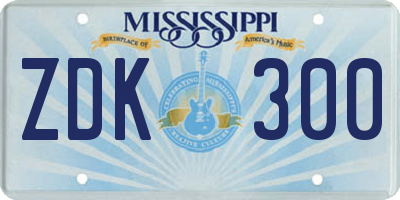 MS license plate ZDK300