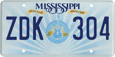 MS license plate ZDK304