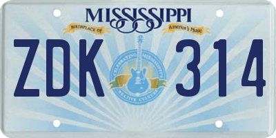 MS license plate ZDK314