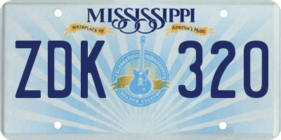 MS license plate ZDK320