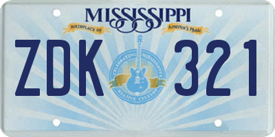 MS license plate ZDK321