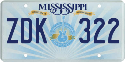 MS license plate ZDK322