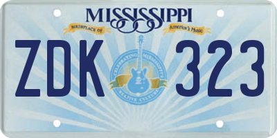 MS license plate ZDK323