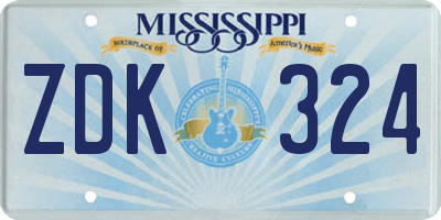 MS license plate ZDK324