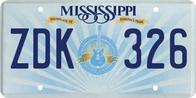 MS license plate ZDK326