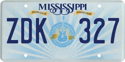 MS license plate ZDK327