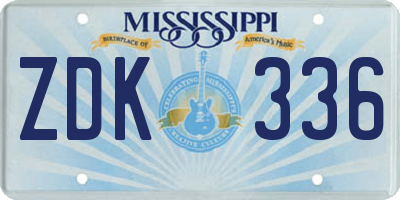 MS license plate ZDK336