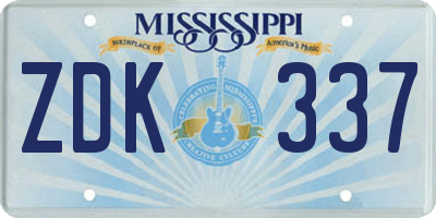 MS license plate ZDK337