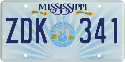 MS license plate ZDK341