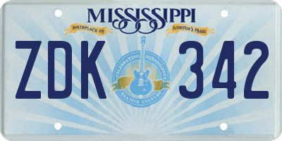 MS license plate ZDK342