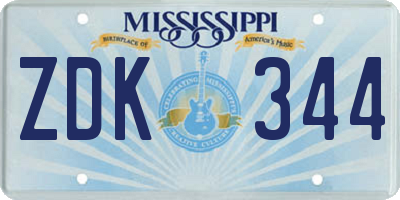 MS license plate ZDK344