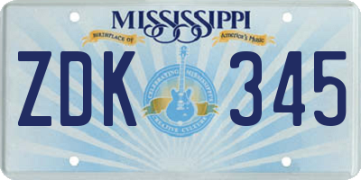 MS license plate ZDK345