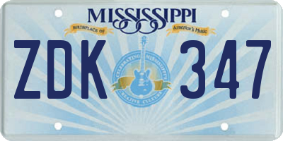 MS license plate ZDK347