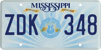 MS license plate ZDK348